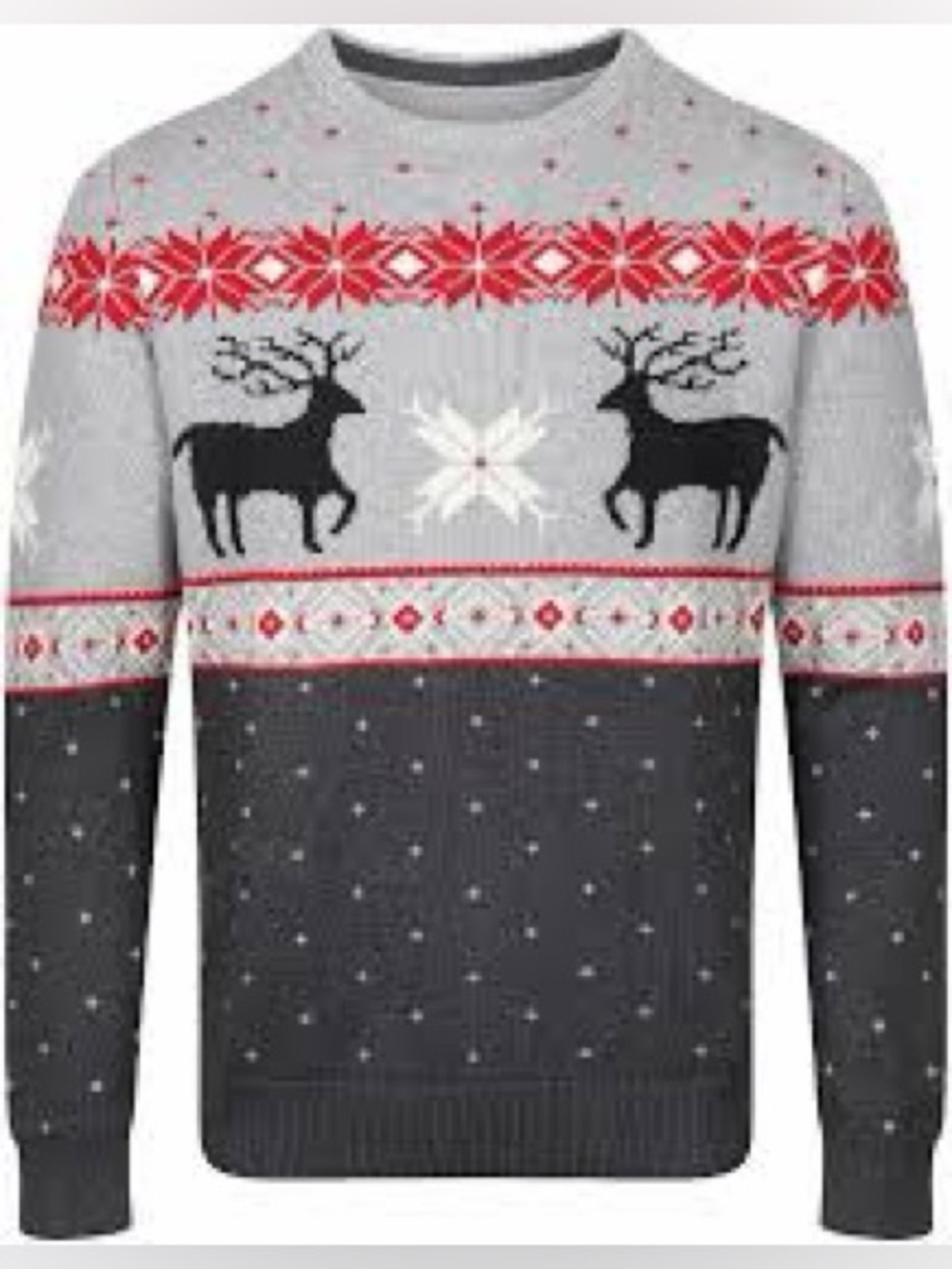 NWT Chaps Women’s Family Holiday Christmas Sweater Gray Red Reindeer  NWT